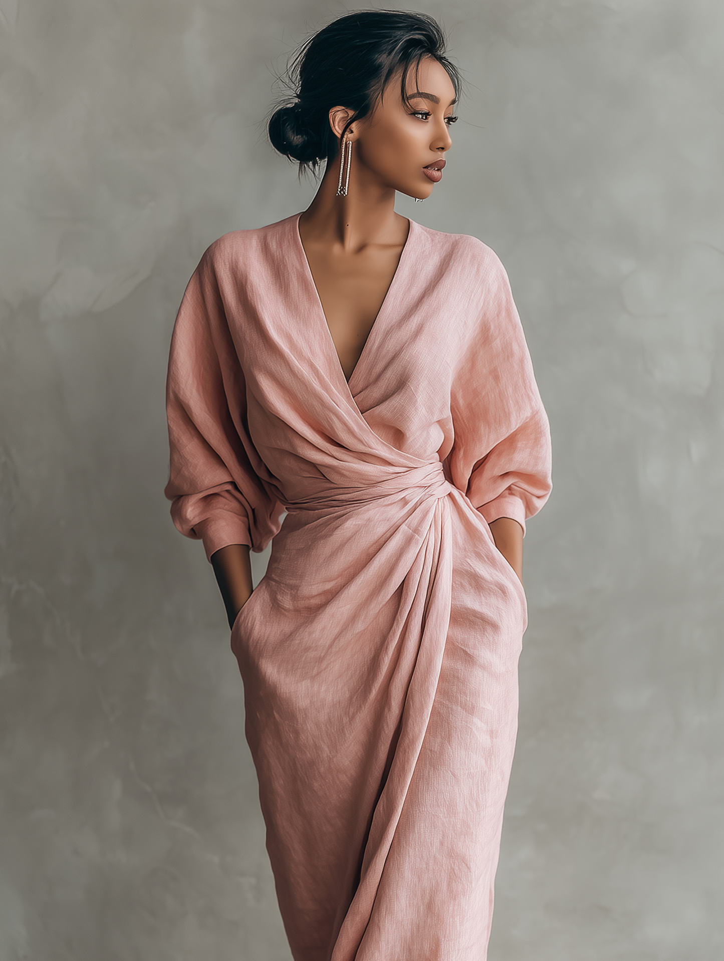 Rosa Maxi Jurk V-Hals