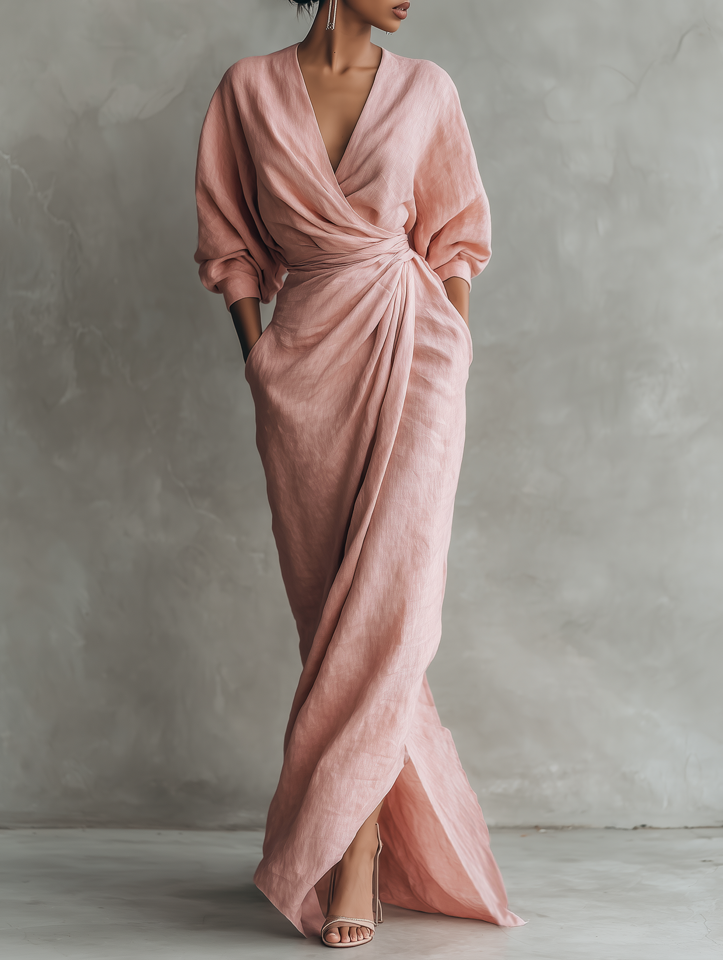 Rosa Maxi Jurk V-Hals