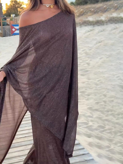 Exquise Asymmetrische Shawl Broek Twee-Delige Set
