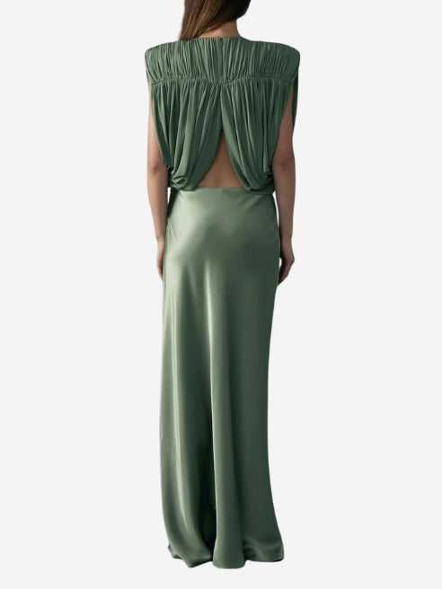 Elegante Gerimpelde Crop Top & Satijnen Midi Rok Set
