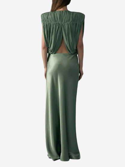 Elegante Gerimpelde Crop Top & Satijnen Midi Rok Set