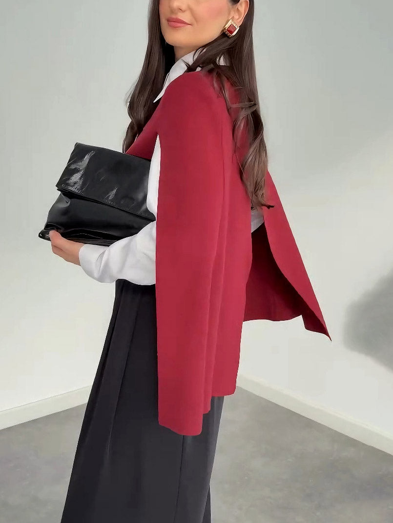 Casual Cape Brei Sweater & Wijde Pantalon Drie-Delige Set