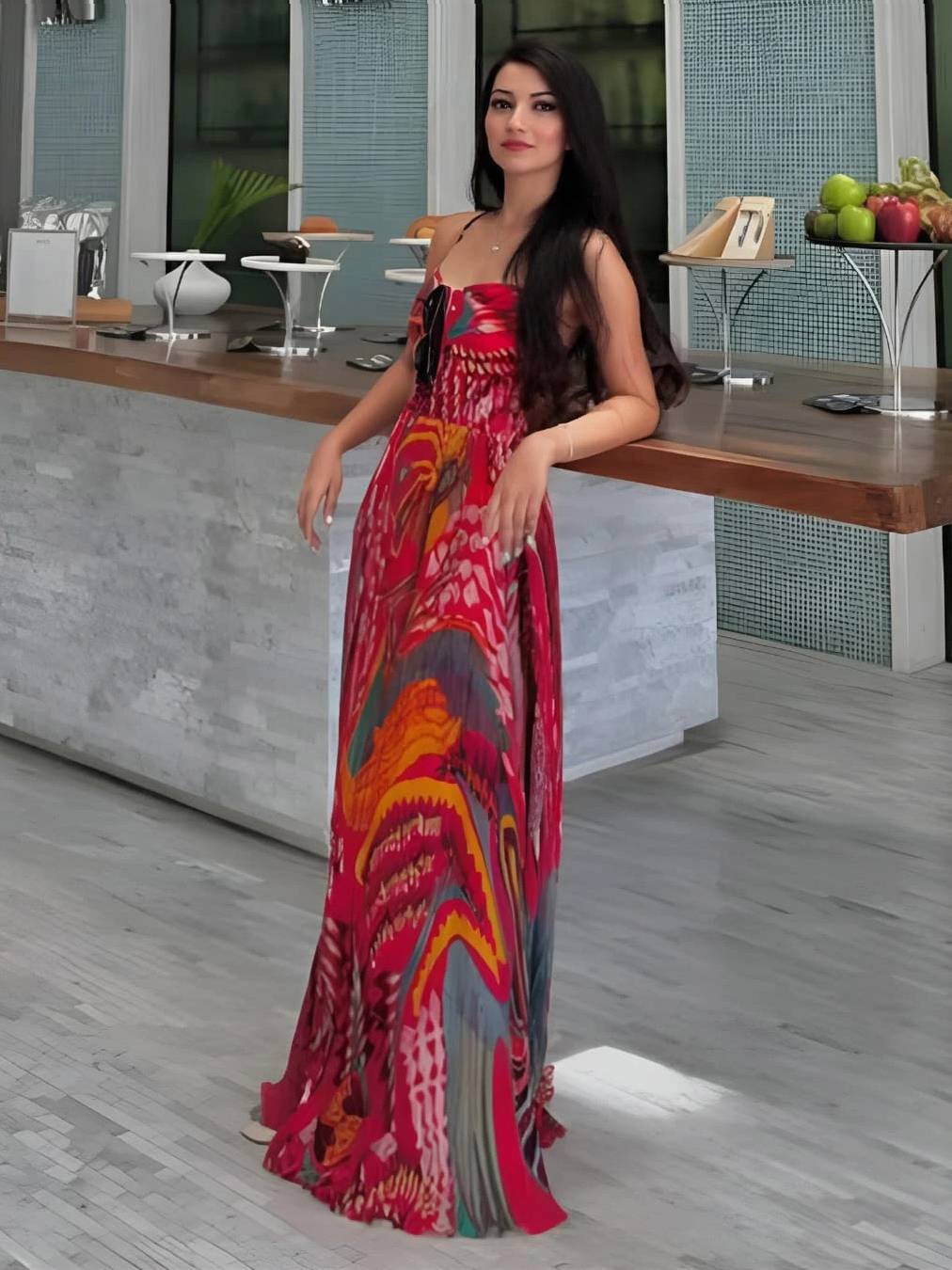 Unieke Print A-Lijn Sling Maxi Jurk