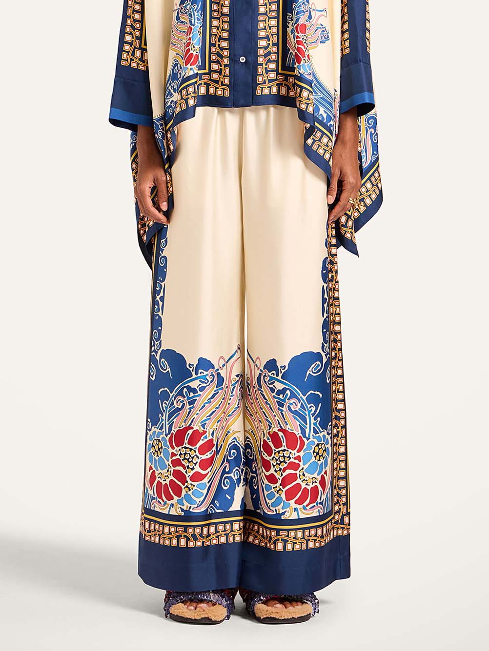 Elegante Boheemse Print Vest Met Franje Twee-Stuks Set