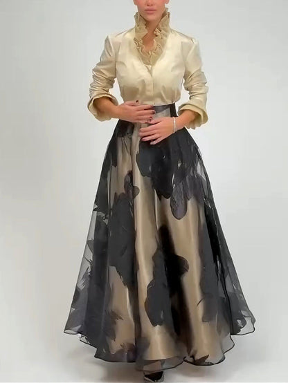 Elegante Satijnen Rimpel Top Twee-delige Set