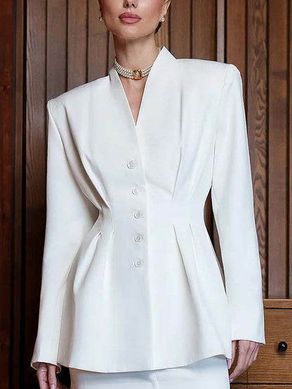 Elegante Sculpturale Blazer En Rok Twee-Piece Set