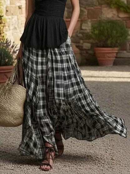 Casual Ruit Tanktop & Rok Twee-delige Set