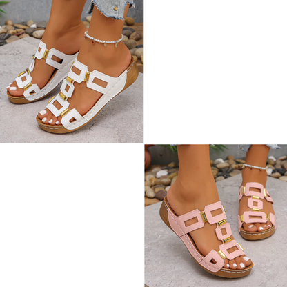 🔥 Nieuw in 2026: effen sandalen met sleehak en uitsnijdingen — Supercomfortabel! 👍