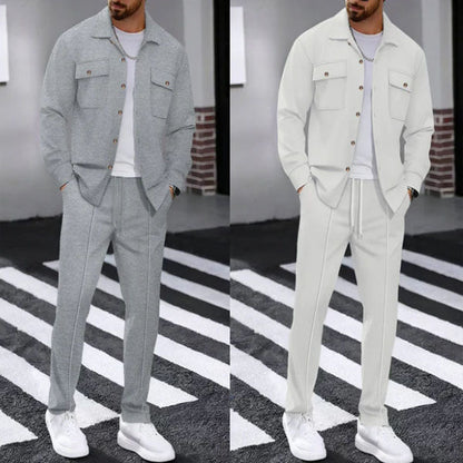 ⏰ Herenpak bestaande uit een button-down-jasje en een broek van honingraatmesh – Ontspannen pasvorm, ademend materiaal en een stijlvolle look voor dagelijks gebruik 👕👖
