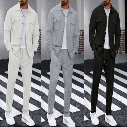 ⏰ Herenpak bestaande uit een button-down-jasje en een broek van honingraatmesh – Ontspannen pasvorm, ademend materiaal en een stijlvolle look voor dagelijks gebruik 👕👖