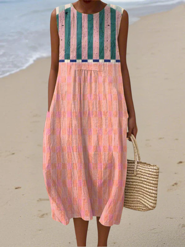 Lily™ Pastelgestreepte Midi-jurk