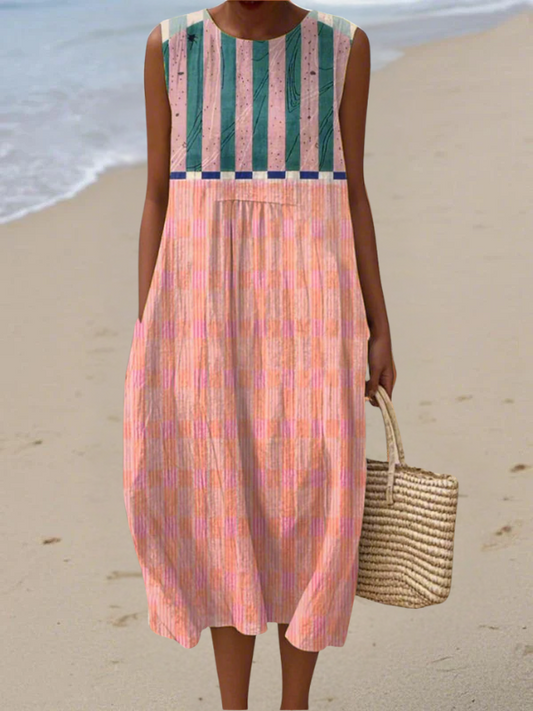 Lily™ Pastelgestreepte Midi-jurk