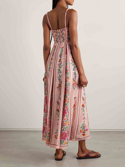 Delicate Zoete Bloemenprint Maxi Jurk