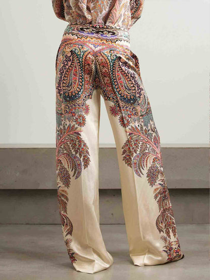 Exquise Vintage Paisley Print Wijde Broek