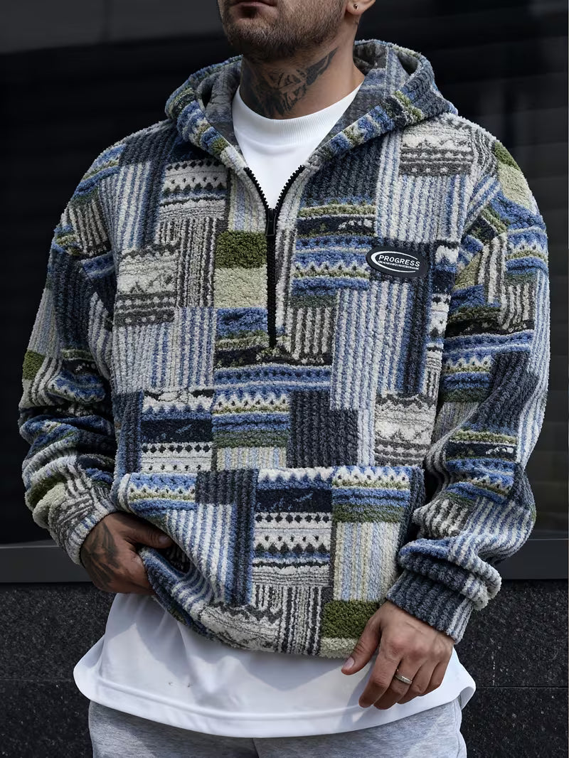 Silvain - Hoodie met capuchon en rits, bedrukt