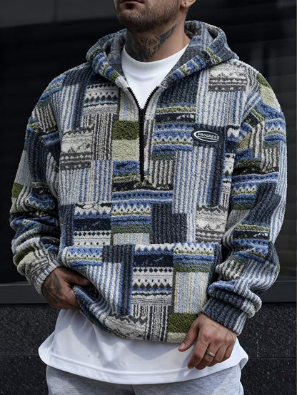 Silvain - Hoodie met capuchon en rits, bedrukt