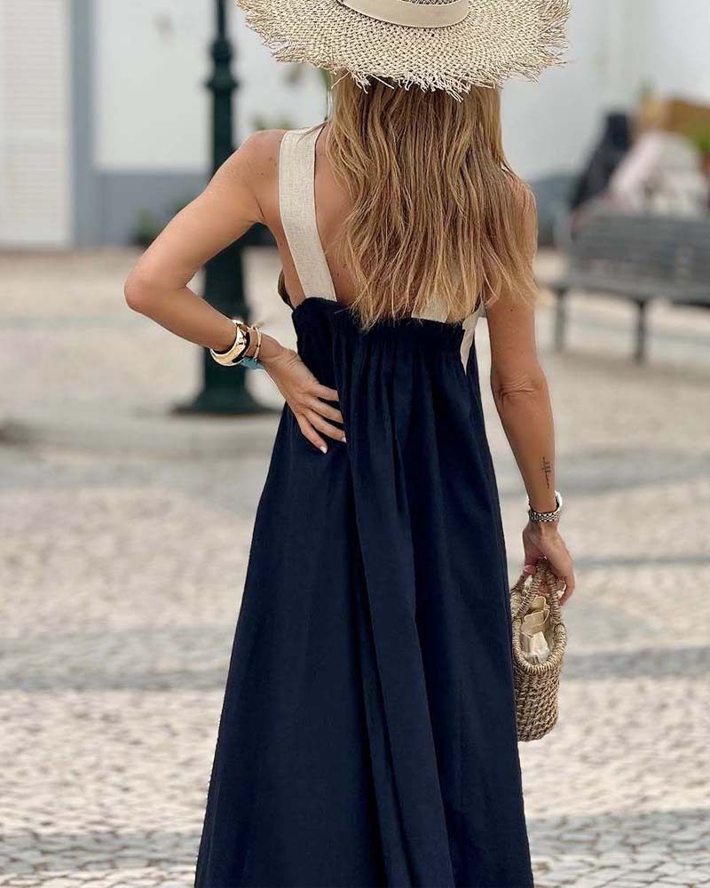 Salve™ - Elegante jurk met contrastkleur