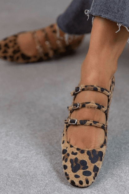 Amelie | Orthopedische Luipaard Ballerina's met Gesp