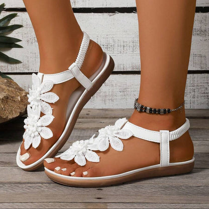 Fiorella orthopedische sandalen met bloemenapplicaties