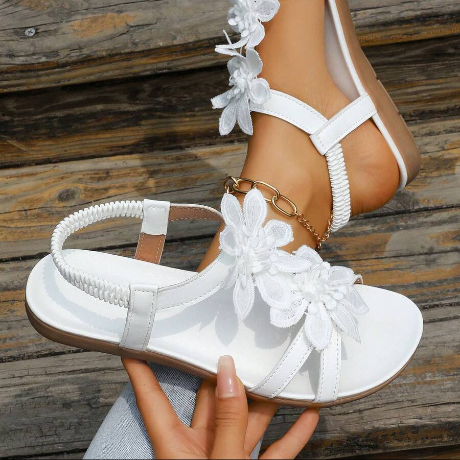 Fiorella orthopedische sandalen met bloemenapplicaties