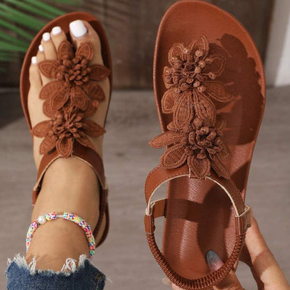 Fiorella orthopedische sandalen met bloemenapplicaties