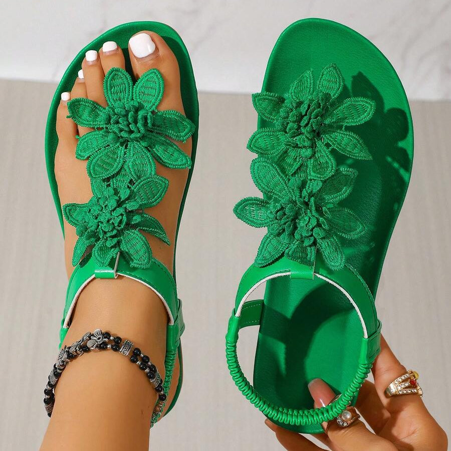 Fiorella orthopedische sandalen met bloemenapplicaties
