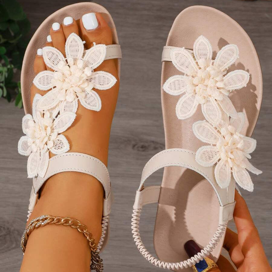 Fiorella orthopedische sandalen met bloemenapplicaties