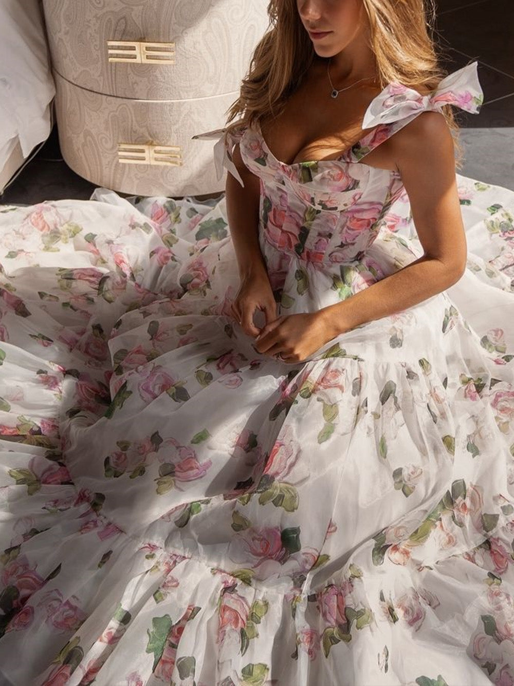 Bloem Maxi Tie-strap Jurk