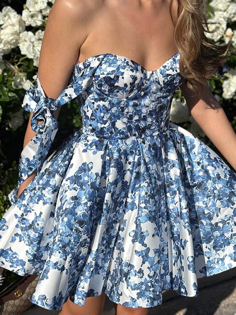 Elegante Geprinte Vetersluiting Mini Jurk