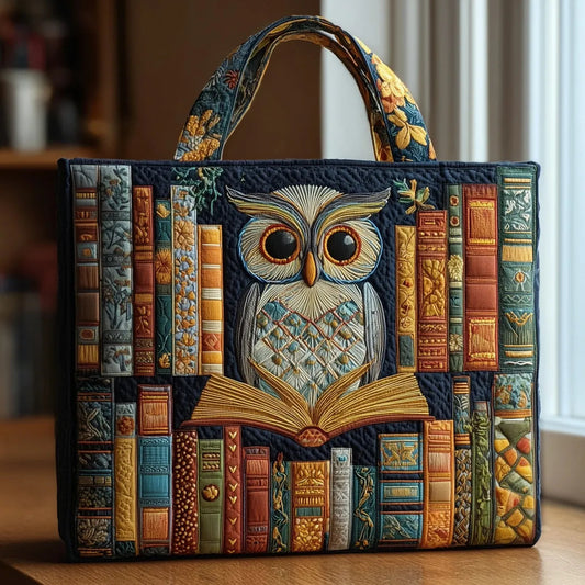 Tyliana - Doorgestikte totebag met geborduurde uil “Biblioteca”
