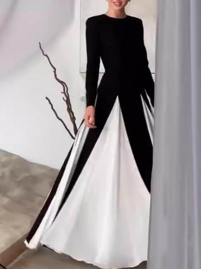 Glam Elegante Gelaagde Tulle Lange Mouw A-lijn Maxi Jurk