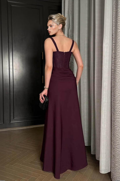 Elegante Kant Met Zijsplit Avondjurk Maxi Jurk