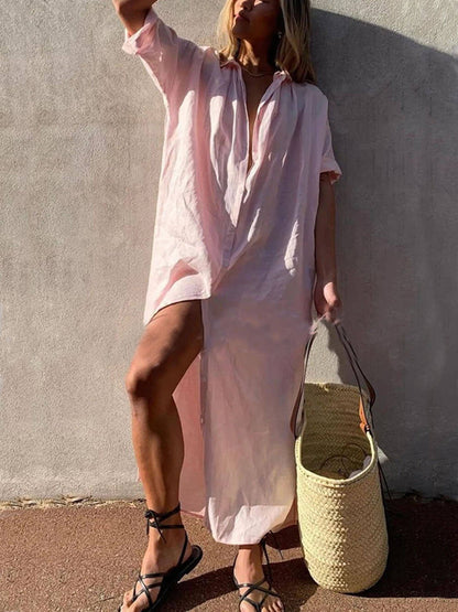 Eenvoudig Concept Maxi Shirt Jurk