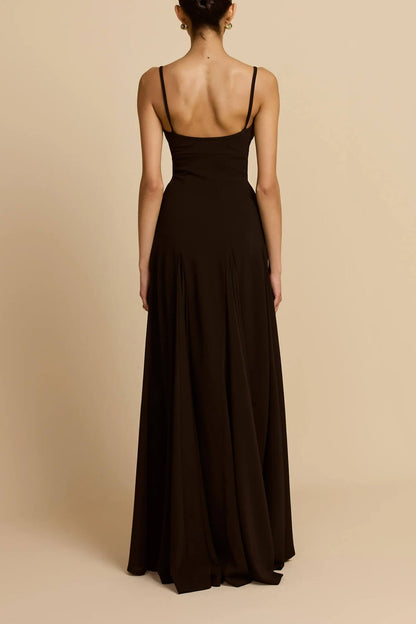 Elegante Gepanelleerde Tulle A-lijn Slip Maxi Jurk