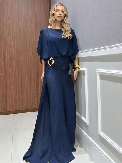 Elegante Chiffon Cape Top & Brede Pantalon Twee-Delige Set