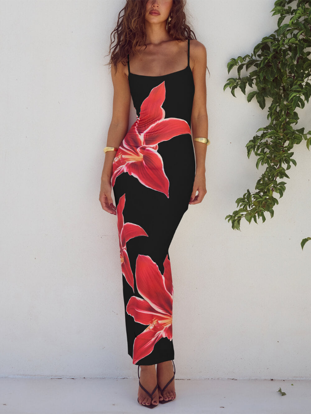 Onvergetelijke Abstracte Bloemenprint Maxi Jurk