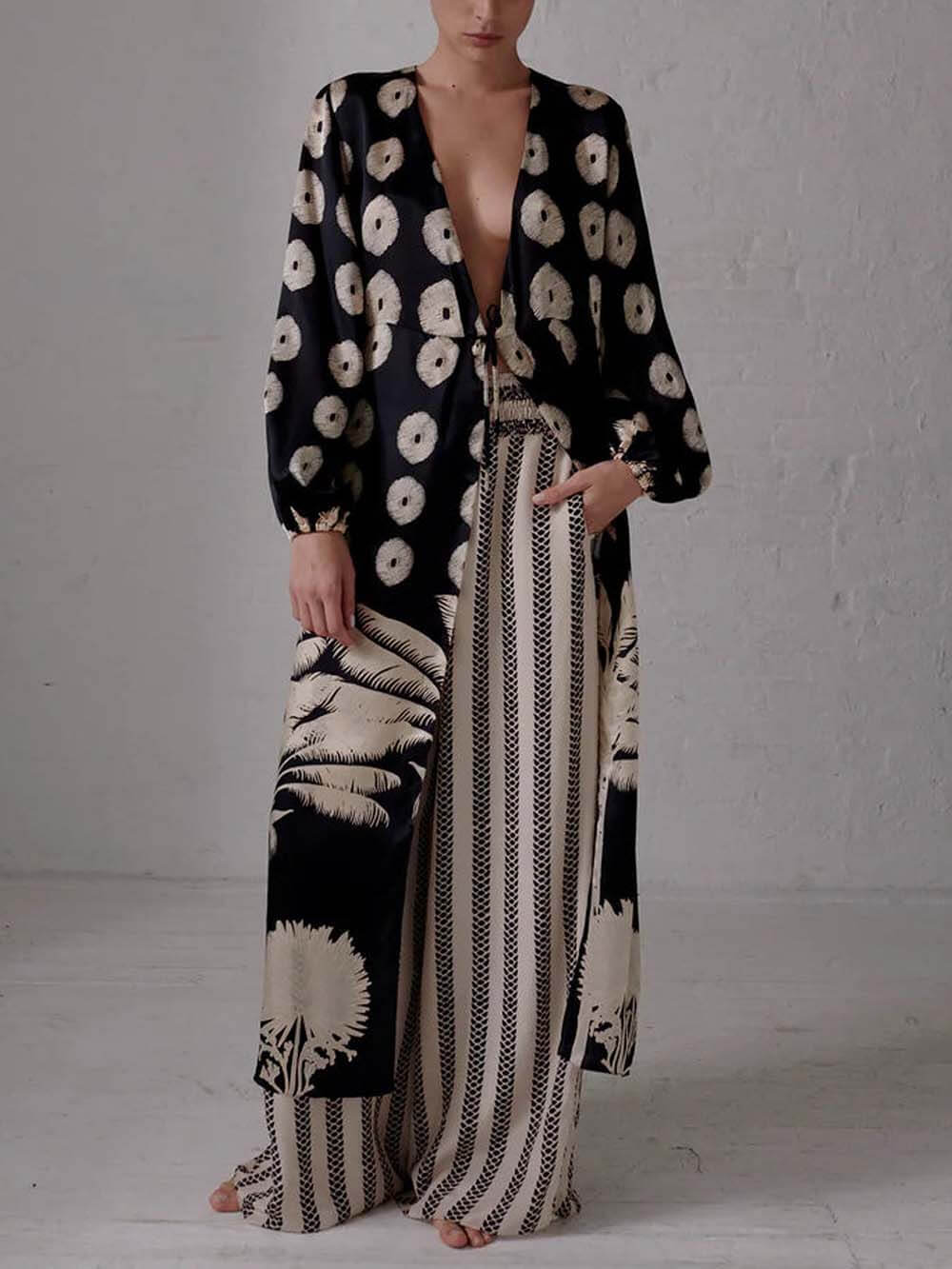Unieke Etnische Print Oversized Cardigan Top
