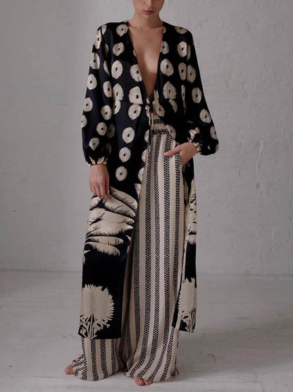 Unieke Etnische Print Oversized Cardigan Top