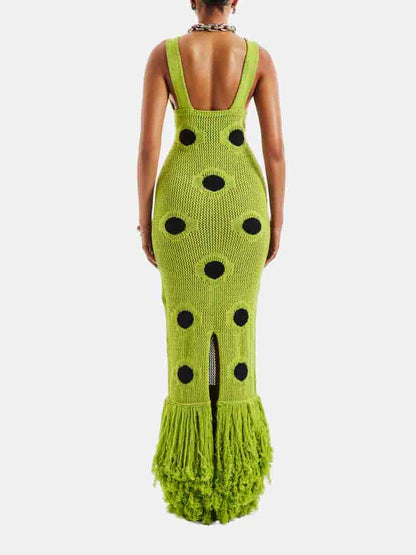 Exquise Haak Polka Dot Tassel Maxi Jurk