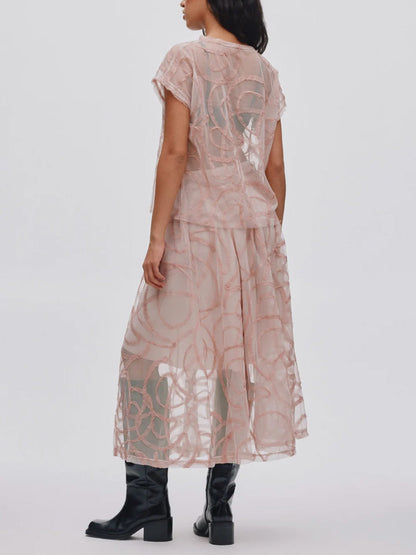 Elegante Jacquard Tulle Rok Twee-Piece Set