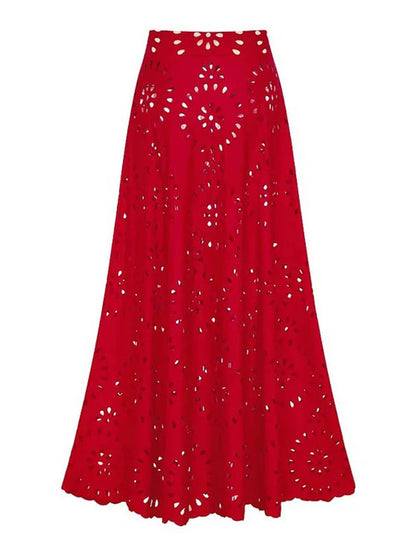 Elegante Bloem Hollow Eendelig Badpak en Rok