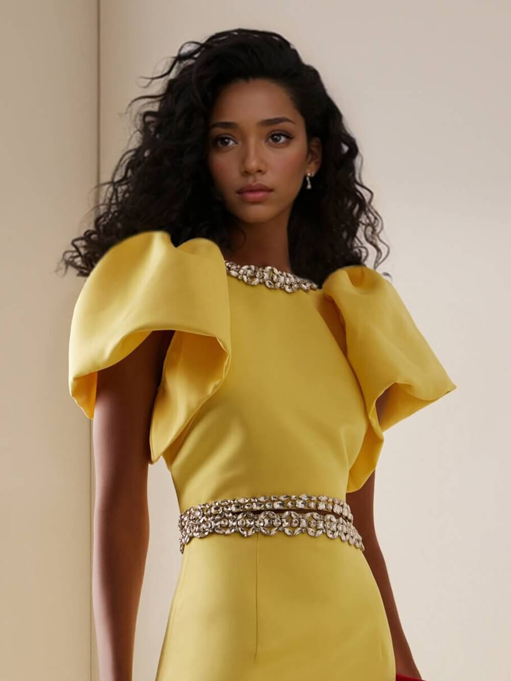 Exquise Top met Pofmouwen en Maxi Rok met Split