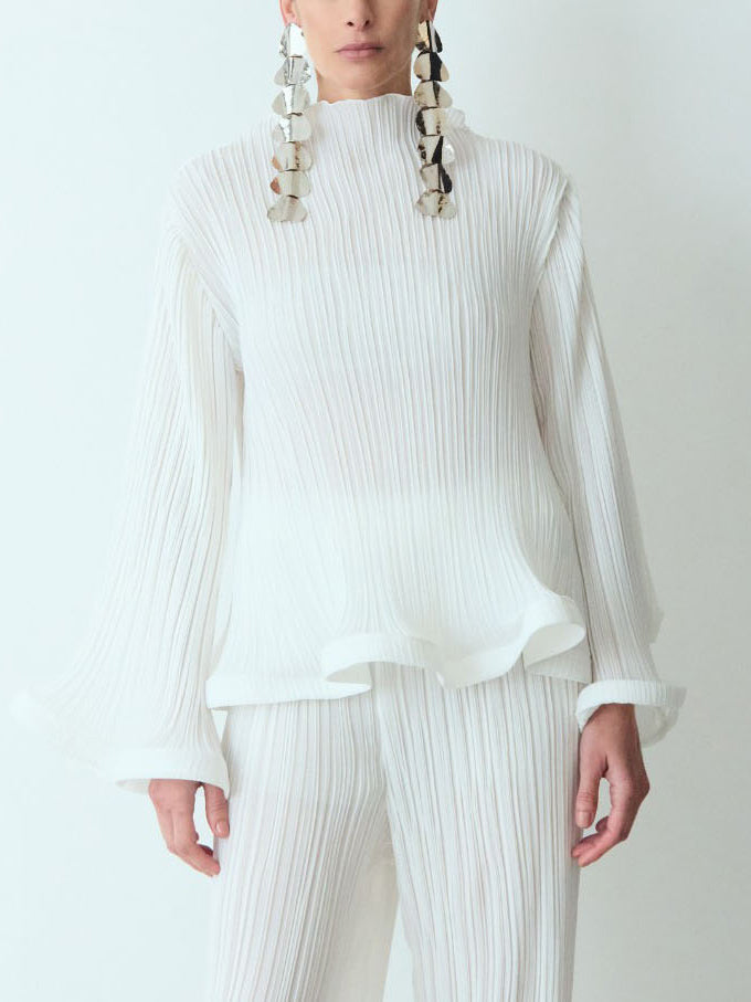 Elegante Rimpel Plissé Top En Broek Twee-Piece Set