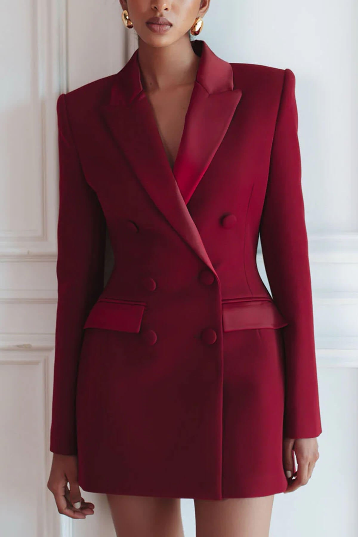 Elegante Dubbelzijdige Lapen Tuxedo Mini Jurk