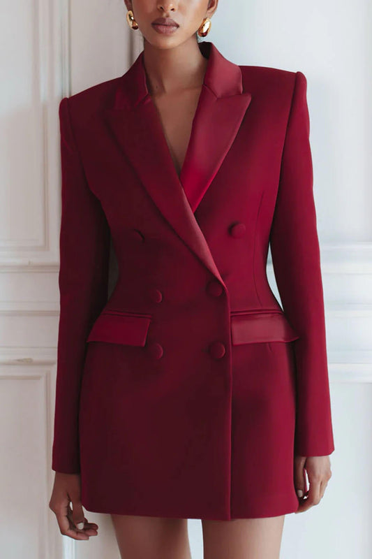Elegante Dubbelzijdige Lapen Tuxedo Mini Jurk