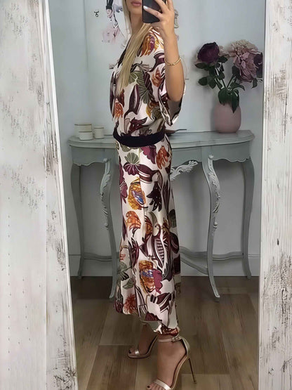 Retro Jungle Palm Leaf Satijnen Print Rok