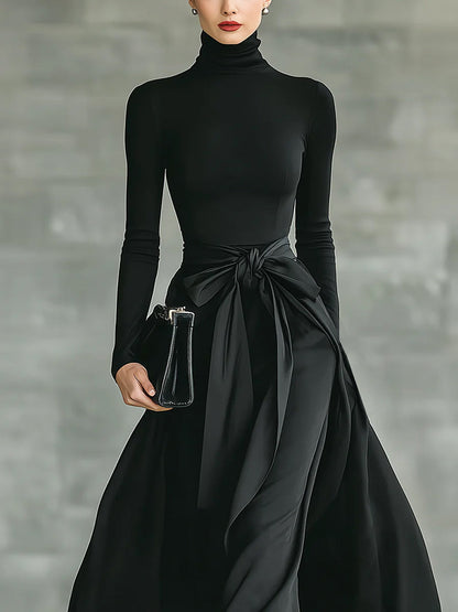 Casual Satijnen Tailleband Rok Twee-delige Set