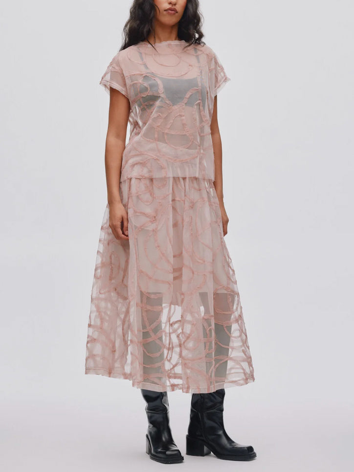 Elegante Jacquard Tulle Rok Twee-Piece Set