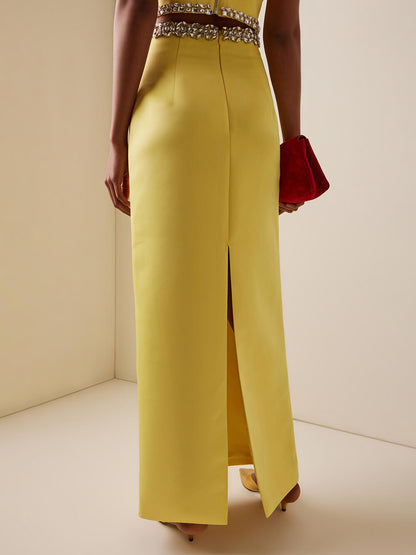 Exquise Top met Pofmouwen en Maxi Rok met Split