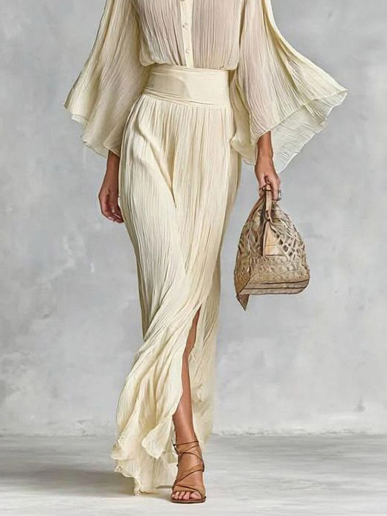 Elegante Plissé Top & Rok Twee-Delige Set